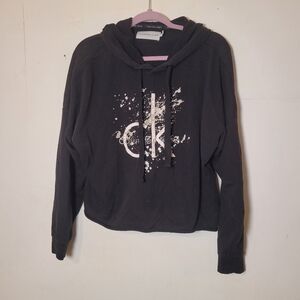 Calvin Klein Jeans Black Cropped Hoodie Size XL